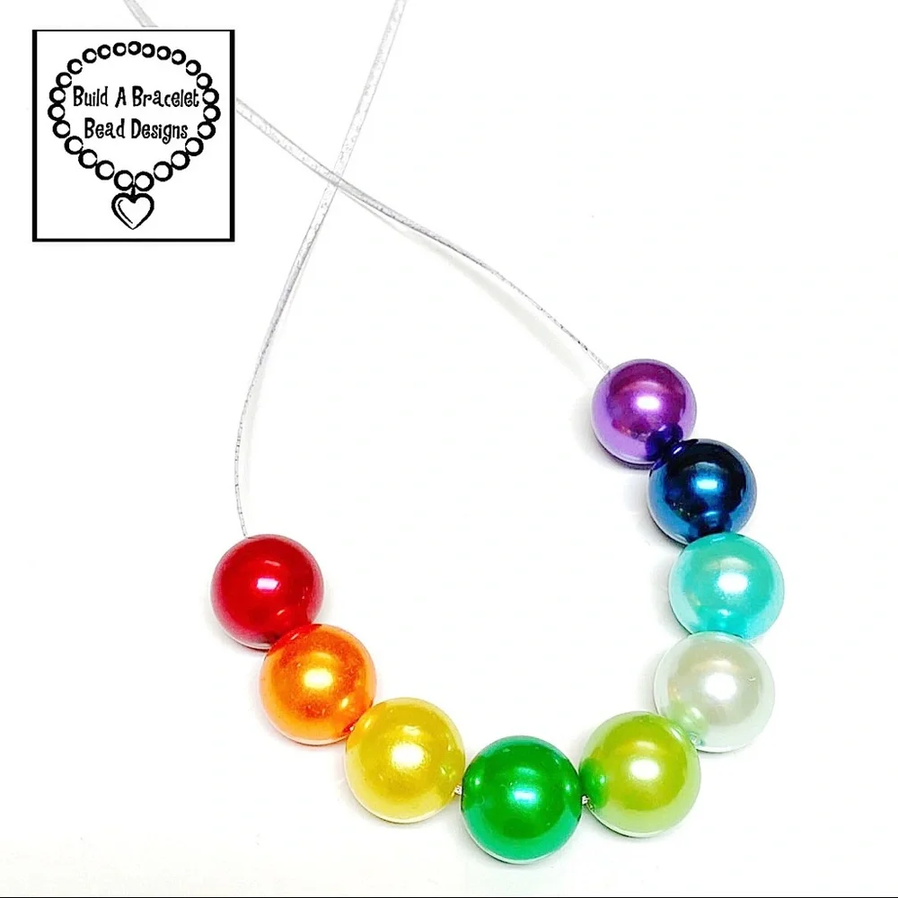 Handmade Rainbow Pearl Necklace Adjustable 12–20” Colorful Beaded Jewelry